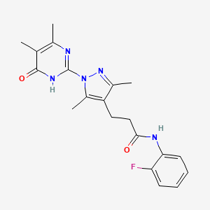 molecular formula C20H22FN5O2 B6433085 3-[1-(4,5-dimethyl-6-oxo-1,6-dihydropyrimidin-2-yl)-3,5-dimethyl-1H-pyrazol-4-yl]-N-(2-fluorophenyl)propanamide CAS No. 1171172-08-9