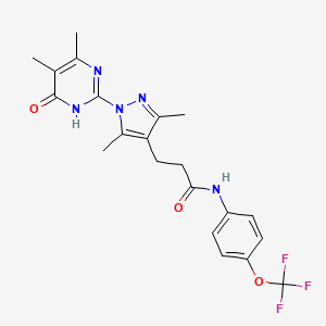 molecular formula C21H22F3N5O3 B6433088 3-[1-(4,5-dimethyl-6-oxo-1,6-dihydropyrimidin-2-yl)-3,5-dimethyl-1H-pyrazol-4-yl]-N-[4-(trifluoromethoxy)phenyl]propanamide CAS No. 1171084-06-2