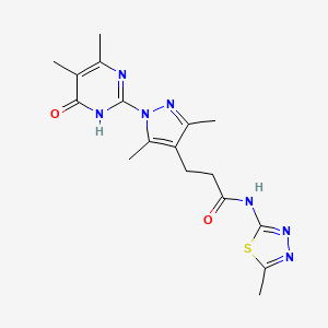 molecular formula C17H21N7O2S B6433089 3-[1-(4,5-dimethyl-6-oxo-1,6-dihydropyrimidin-2-yl)-3,5-dimethyl-1H-pyrazol-4-yl]-N-(5-methyl-1,3,4-thiadiazol-2-yl)propanamide CAS No. 1171102-26-3