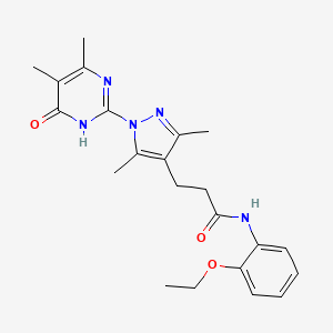 molecular formula C22H27N5O3 B6433093 3-[1-(4,5-dimethyl-6-oxo-1,6-dihydropyrimidin-2-yl)-3,5-dimethyl-1H-pyrazol-4-yl]-N-(2-ethoxyphenyl)propanamide CAS No. 1171662-08-0