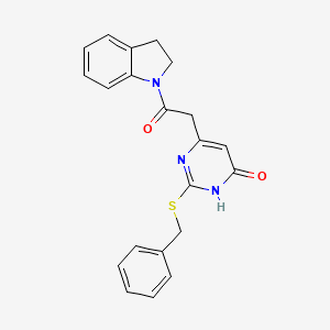 molecular formula C21H19N3O2S B6433094 2-(benzylsulfanyl)-6-[2-(2,3-dihydro-1H-indol-1-yl)-2-oxoethyl]-3,4-dihydropyrimidin-4-one CAS No. 1171715-36-8