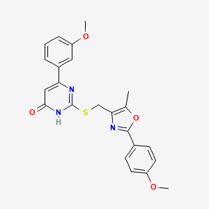 molecular formula C23H21N3O4S B6433109 6-(3-methoxyphenyl)-2-({[2-(4-methoxyphenyl)-5-methyl-1,3-oxazol-4-yl]methyl}sulfanyl)pyrimidin-4-ol CAS No. 1040636-59-6