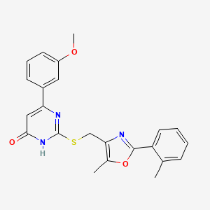 molecular formula C23H21N3O3S B6433116 6-(3-methoxyphenyl)-2-({[5-methyl-2-(2-methylphenyl)-1,3-oxazol-4-yl]methyl}sulfanyl)pyrimidin-4-ol CAS No. 1040654-95-2