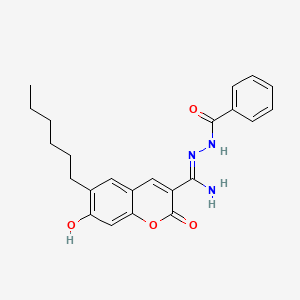 molecular formula C23H25N3O4 B6433119 N'-(6-hexyl-7-hydroxy-2-oxo-2H-chromene-3-carboximidoyl)benzohydrazide CAS No. 319491-45-7
