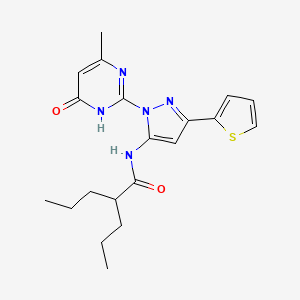 molecular formula C20H25N5O2S B6433126 N-[1-(4-methyl-6-oxo-1,6-dihydropyrimidin-2-yl)-3-(thiophen-2-yl)-1H-pyrazol-5-yl]-2-propylpentanamide CAS No. 1172818-61-9