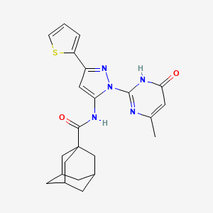 molecular formula C23H25N5O2S B6433140 N-[1-(4-methyl-6-oxo-1,6-dihydropyrimidin-2-yl)-3-(thiophen-2-yl)-1H-pyrazol-5-yl]adamantane-1-carboxamide CAS No. 1171949-51-1
