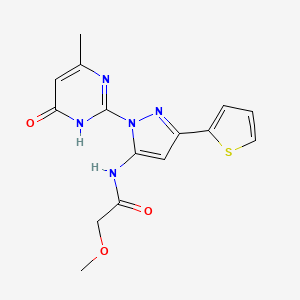 molecular formula C15H15N5O3S B6433151 2-methoxy-N-[1-(4-methyl-6-oxo-1,6-dihydropyrimidin-2-yl)-3-(thiophen-2-yl)-1H-pyrazol-5-yl]acetamide CAS No. 1172863-32-9
