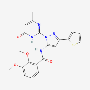 molecular formula C21H19N5O4S B6433164 2,3-dimethoxy-N-[1-(4-methyl-6-oxo-1,6-dihydropyrimidin-2-yl)-3-(thiophen-2-yl)-1H-pyrazol-5-yl]benzamide CAS No. 1170463-36-1