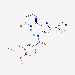 molecular formula C23H23N5O4S B6433170 3,4-diethoxy-N-[1-(4-methyl-6-oxo-1,6-dihydropyrimidin-2-yl)-3-(thiophen-2-yl)-1H-pyrazol-5-yl]benzamide CAS No. 1170041-04-9