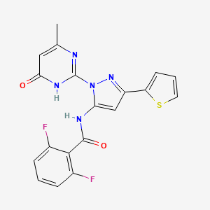 molecular formula C19H13F2N5O2S B6433193 2,6-difluoro-N-[1-(4-methyl-6-oxo-1,6-dihydropyrimidin-2-yl)-3-(thiophen-2-yl)-1H-pyrazol-5-yl]benzamide CAS No. 1172397-39-5