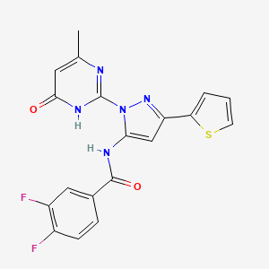 molecular formula C19H13F2N5O2S B6433196 3,4-difluoro-N-[1-(4-methyl-6-oxo-1,6-dihydropyrimidin-2-yl)-3-(thiophen-2-yl)-1H-pyrazol-5-yl]benzamide CAS No. 1172429-54-7