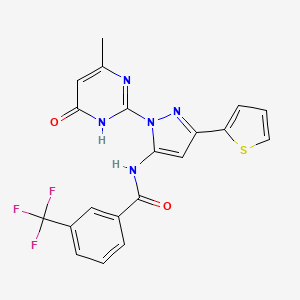 molecular formula C20H14F3N5O2S B6433216 N-[1-(4-methyl-6-oxo-1,6-dihydropyrimidin-2-yl)-3-(thiophen-2-yl)-1H-pyrazol-5-yl]-3-(trifluoromethyl)benzamide CAS No. 1171745-79-1