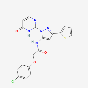 molecular formula C20H16ClN5O3S B6433233 2-(4-chlorophenoxy)-N-[1-(4-methyl-6-oxo-1,6-dihydropyrimidin-2-yl)-3-(thiophen-2-yl)-1H-pyrazol-5-yl]acetamide CAS No. 1171235-21-4
