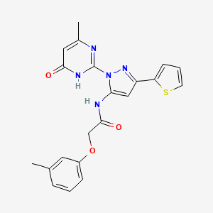 molecular formula C21H19N5O3S B6433247 N-[1-(4-methyl-6-oxo-1,6-dihydropyrimidin-2-yl)-3-(thiophen-2-yl)-1H-pyrazol-5-yl]-2-(3-methylphenoxy)acetamide CAS No. 1172048-42-8