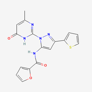 molecular formula C17H13N5O3S B6433301 N-[1-(4-methyl-6-oxo-1,6-dihydropyrimidin-2-yl)-3-(thiophen-2-yl)-1H-pyrazol-5-yl]furan-2-carboxamide CAS No. 1171945-82-6