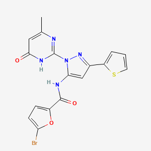 molecular formula C17H12BrN5O3S B6433314 5-bromo-N-[1-(4-methyl-6-oxo-1,6-dihydropyrimidin-2-yl)-3-(thiophen-2-yl)-1H-pyrazol-5-yl]furan-2-carboxamide CAS No. 1169968-17-5