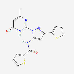 molecular formula C17H13N5O2S2 B6433315 N-[1-(4-methyl-6-oxo-1,6-dihydropyrimidin-2-yl)-3-(thiophen-2-yl)-1H-pyrazol-5-yl]thiophene-2-carboxamide CAS No. 1170392-26-3