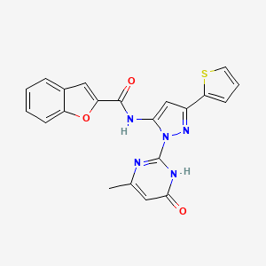 molecular formula C21H15N5O3S B6433323 N-[1-(4-methyl-6-oxo-1,6-dihydropyrimidin-2-yl)-3-(thiophen-2-yl)-1H-pyrazol-5-yl]-1-benzofuran-2-carboxamide CAS No. 1173072-40-6