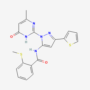 molecular formula C20H17N5O2S2 B6433331 N-[1-(4-methyl-6-oxo-1,6-dihydropyrimidin-2-yl)-3-(thiophen-2-yl)-1H-pyrazol-5-yl]-2-(methylsulfanyl)benzamide CAS No. 1171611-37-2
