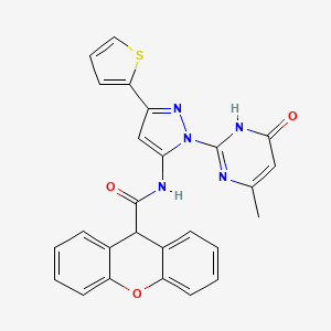 molecular formula C26H19N5O3S B6433337 N-[1-(4-methyl-6-oxo-1,6-dihydropyrimidin-2-yl)-3-(thiophen-2-yl)-1H-pyrazol-5-yl]-9H-xanthene-9-carboxamide CAS No. 1207050-55-2