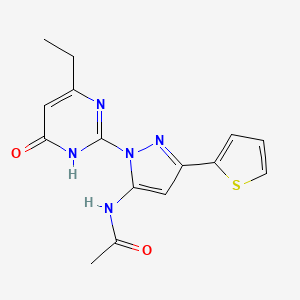 molecular formula C15H15N5O2S B6433350 N-[1-(4-ethyl-6-oxo-1,6-dihydropyrimidin-2-yl)-3-(thiophen-2-yl)-1H-pyrazol-5-yl]acetamide CAS No. 1207050-67-6