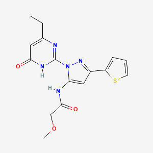 molecular formula C16H17N5O3S B6433352 N-[1-(4-ethyl-6-oxo-1,6-dihydropyrimidin-2-yl)-3-(thiophen-2-yl)-1H-pyrazol-5-yl]-2-methoxyacetamide CAS No. 1206995-49-4