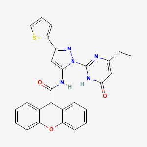 molecular formula C27H21N5O3S B6433364 N-[1-(4-ethyl-6-oxo-1,6-dihydropyrimidin-2-yl)-3-(thiophen-2-yl)-1H-pyrazol-5-yl]-9H-xanthene-9-carboxamide CAS No. 1207035-11-7