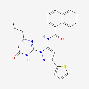 molecular formula C25H21N5O2S B6433373 N-[1-(6-oxo-4-propyl-1,6-dihydropyrimidin-2-yl)-3-(thiophen-2-yl)-1H-pyrazol-5-yl]naphthalene-1-carboxamide CAS No. 1210946-98-7