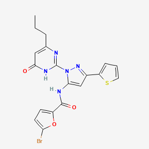 molecular formula C19H16BrN5O3S B6433379 5-bromo-N-[1-(6-oxo-4-propyl-1,6-dihydropyrimidin-2-yl)-3-(thiophen-2-yl)-1H-pyrazol-5-yl]furan-2-carboxamide CAS No. 1207028-39-4