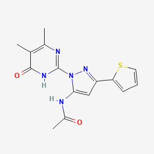molecular formula C15H15N5O2S B6433389 N-[1-(4,5-dimethyl-6-oxo-1,6-dihydropyrimidin-2-yl)-3-(thiophen-2-yl)-1H-pyrazol-5-yl]acetamide CAS No. 1210943-23-9