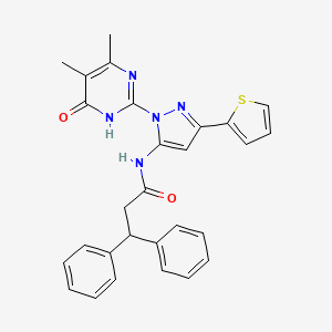 molecular formula C28H25N5O2S B6433403 N-[1-(4,5-dimethyl-6-oxo-1,6-dihydropyrimidin-2-yl)-3-(thiophen-2-yl)-1H-pyrazol-5-yl]-3,3-diphenylpropanamide CAS No. 1207050-79-0