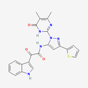 N-[1-(4,5-dimethyl-6-oxo-1,6-dihydropyrimidin-2-yl)-3-(thiophen-2-yl)-1H-pyrazol-5-yl]-2-(1H-indol-3-yl)-2-oxoacetamide