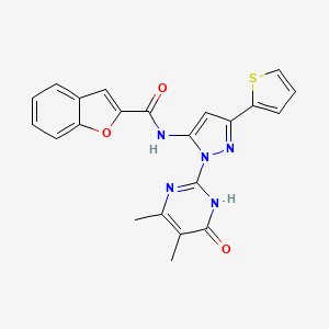 molecular formula C22H17N5O3S B6433416 N-[1-(4,5-dimethyl-6-oxo-1,6-dihydropyrimidin-2-yl)-3-(thiophen-2-yl)-1H-pyrazol-5-yl]-1-benzofuran-2-carboxamide CAS No. 1172277-08-5