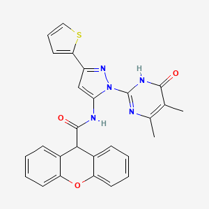 N-[1-(4,5-dimethyl-6-oxo-1,6-dihydropyrimidin-2-yl)-3-(thiophen-2-yl)-1H-pyrazol-5-yl]-9H-xanthene-9-carboxamide