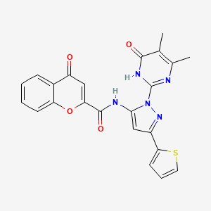 molecular formula C23H17N5O4S B6433428 N-[1-(4,5-dimethyl-6-oxo-1,6-dihydropyrimidin-2-yl)-3-(thiophen-2-yl)-1H-pyrazol-5-yl]-4-oxo-4H-chromene-2-carboxamide CAS No. 1172572-51-8