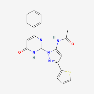 molecular formula C19H15N5O2S B6433468 N-[1-(6-oxo-4-phenyl-1,6-dihydropyrimidin-2-yl)-3-(thiophen-2-yl)-1H-pyrazol-5-yl]acetamide CAS No. 1207060-35-2