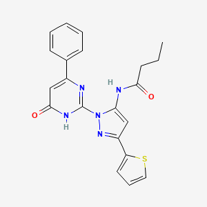 molecular formula C21H19N5O2S B6433476 N-[1-(6-oxo-4-phenyl-1,6-dihydropyrimidin-2-yl)-3-(thiophen-2-yl)-1H-pyrazol-5-yl]butanamide CAS No. 1207035-58-2