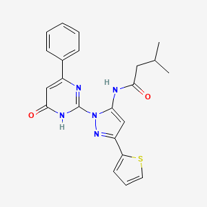molecular formula C22H21N5O2S B6433477 3-methyl-N-[1-(6-oxo-4-phenyl-1,6-dihydropyrimidin-2-yl)-3-(thiophen-2-yl)-1H-pyrazol-5-yl]butanamide CAS No. 1207015-80-2