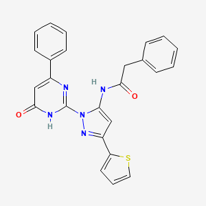 molecular formula C25H19N5O2S B6433505 N-[1-(6-oxo-4-phenyl-1,6-dihydropyrimidin-2-yl)-3-(thiophen-2-yl)-1H-pyrazol-5-yl]-2-phenylacetamide CAS No. 1207060-37-4