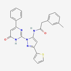 molecular formula C26H21N5O2S B6433526 2-(3-methylphenyl)-N-[1-(6-oxo-4-phenyl-1,6-dihydropyrimidin-2-yl)-3-(thiophen-2-yl)-1H-pyrazol-5-yl]acetamide CAS No. 1207039-17-5