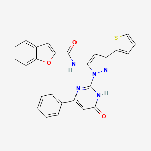 N-[1-(6-oxo-4-phenyl-1,6-dihydropyrimidin-2-yl)-3-(thiophen-2-yl)-1H-pyrazol-5-yl]-1-benzofuran-2-carboxamide