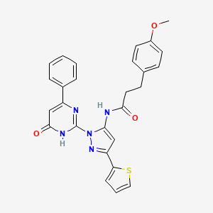 3-(4-methoxyphenyl)-N-[1-(6-oxo-4-phenyl-1,6-dihydropyrimidin-2-yl)-3-(thiophen-2-yl)-1H-pyrazol-5-yl]propanamide