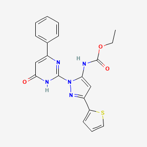 ethyl N-[1-(6-oxo-4-phenyl-1,6-dihydropyrimidin-2-yl)-3-(thiophen-2-yl)-1H-pyrazol-5-yl]carbamate