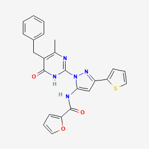N-[1-(5-benzyl-4-methyl-6-oxo-1,6-dihydropyrimidin-2-yl)-3-(thiophen-2-yl)-1H-pyrazol-5-yl]furan-2-carboxamide