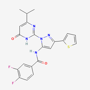 molecular formula C21H17F2N5O2S B6433620 3,4-difluoro-N-{1-[6-oxo-4-(propan-2-yl)-1,6-dihydropyrimidin-2-yl]-3-(thiophen-2-yl)-1H-pyrazol-5-yl}benzamide CAS No. 1171608-50-6