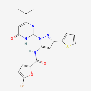 molecular formula C19H16BrN5O3S B6433695 5-bromo-N-{1-[6-oxo-4-(propan-2-yl)-1,6-dihydropyrimidin-2-yl]-3-(thiophen-2-yl)-1H-pyrazol-5-yl}furan-2-carboxamide CAS No. 1170298-49-3