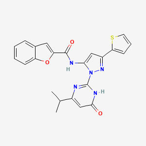 molecular formula C23H19N5O3S B6433698 N-{1-[6-oxo-4-(propan-2-yl)-1,6-dihydropyrimidin-2-yl]-3-(thiophen-2-yl)-1H-pyrazol-5-yl}-1-benzofuran-2-carboxamide CAS No. 1170589-07-7