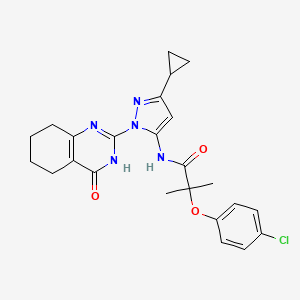 molecular formula C24H26ClN5O3 B6433729 2-(4-chlorophenoxy)-N-[3-cyclopropyl-1-(4-oxo-3,4,5,6,7,8-hexahydroquinazolin-2-yl)-1H-pyrazol-5-yl]-2-methylpropanamide CAS No. 1207019-84-8