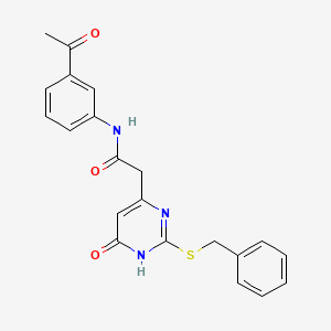 molecular formula C21H19N3O3S B6433757 N-(3-acetylphenyl)-2-[2-(benzylsulfanyl)-6-oxo-1,6-dihydropyrimidin-4-yl]acetamide CAS No. 1105209-59-3