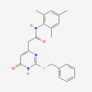 molecular formula C22H23N3O2S B6433760 2-[2-(benzylsulfanyl)-6-oxo-1,6-dihydropyrimidin-4-yl]-N-(2,4,6-trimethylphenyl)acetamide CAS No. 1105209-75-3